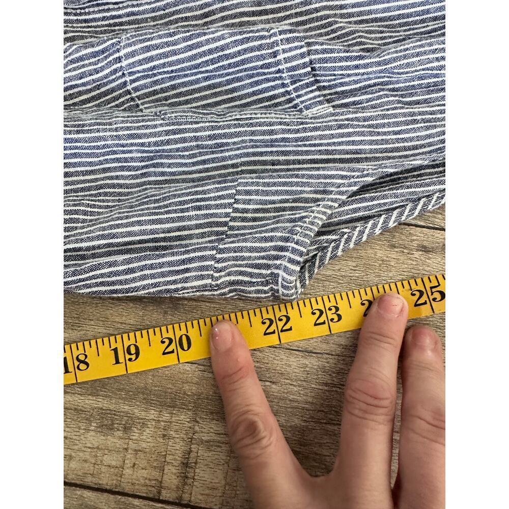 Anthropologie Women's Blue & White Railroad Stripe Collared Romper Size 4 - Picture 7 of 12